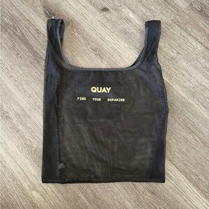 Quay Australia Black Mesh Tote with Yellow Logo